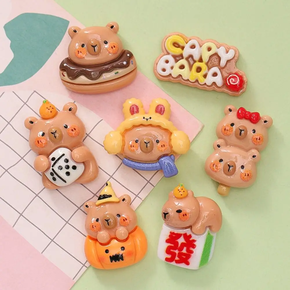 10 Pcs Scrapbooking Capybara Resin Accessories DIY Handmade Cartoon Capybara Phone Patch Cute Lovely