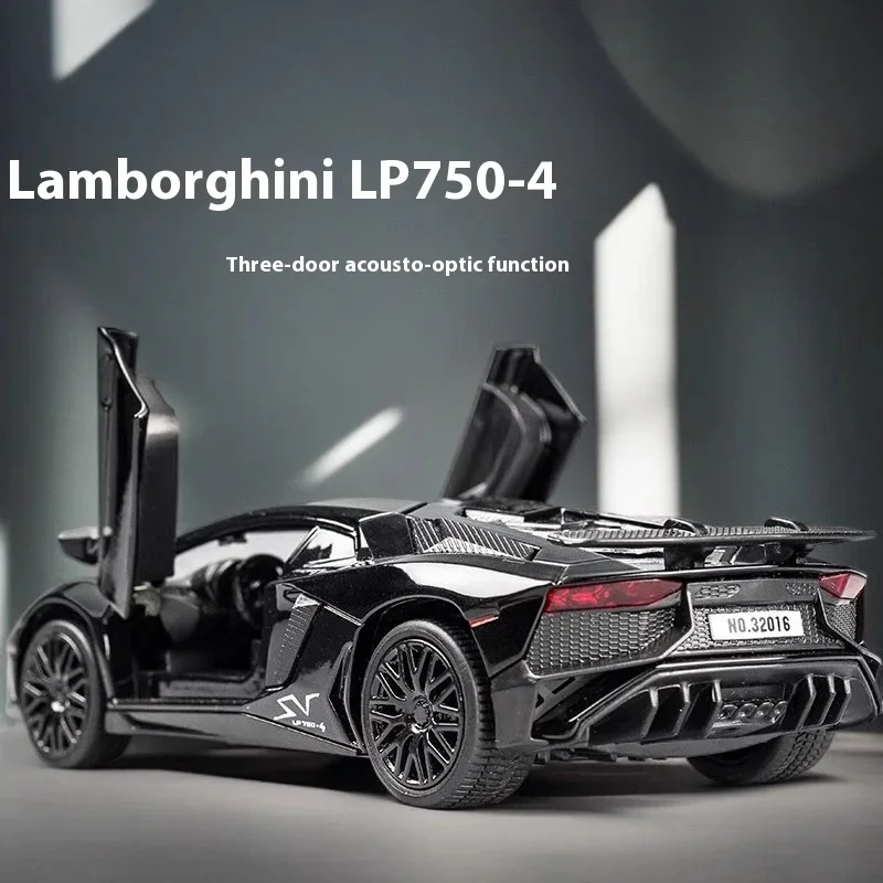 1:32 Lamborghini Aventador LP750-4 Alloy Sports Car Diecast Model Sound & Light Series Children's Toy Kids Gift Birthday Present