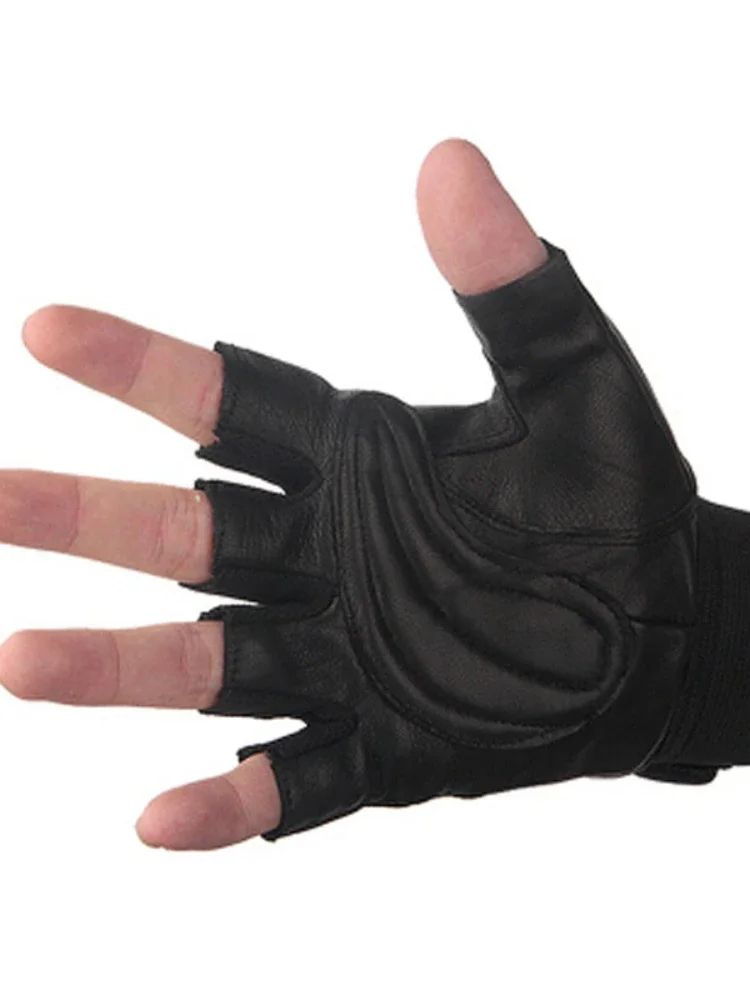 Leather Fitness Sports Weightlifting Weight Lifting Men Gym Gloves mitts Thicken Half Finger Summer Glove Durable