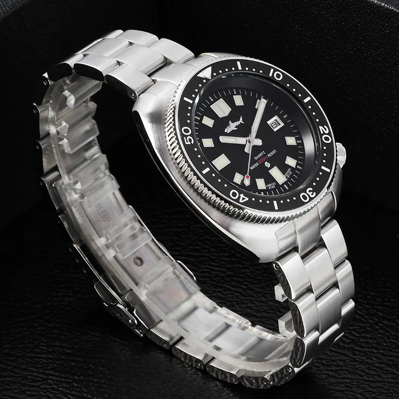 HEIMDALLR Retro Men Dive Watch 20Bar Waterproof C3 Luminous Ceramic Bezel Sapphire Steel/Rubber Strap 2115 Quartz Movement Watch