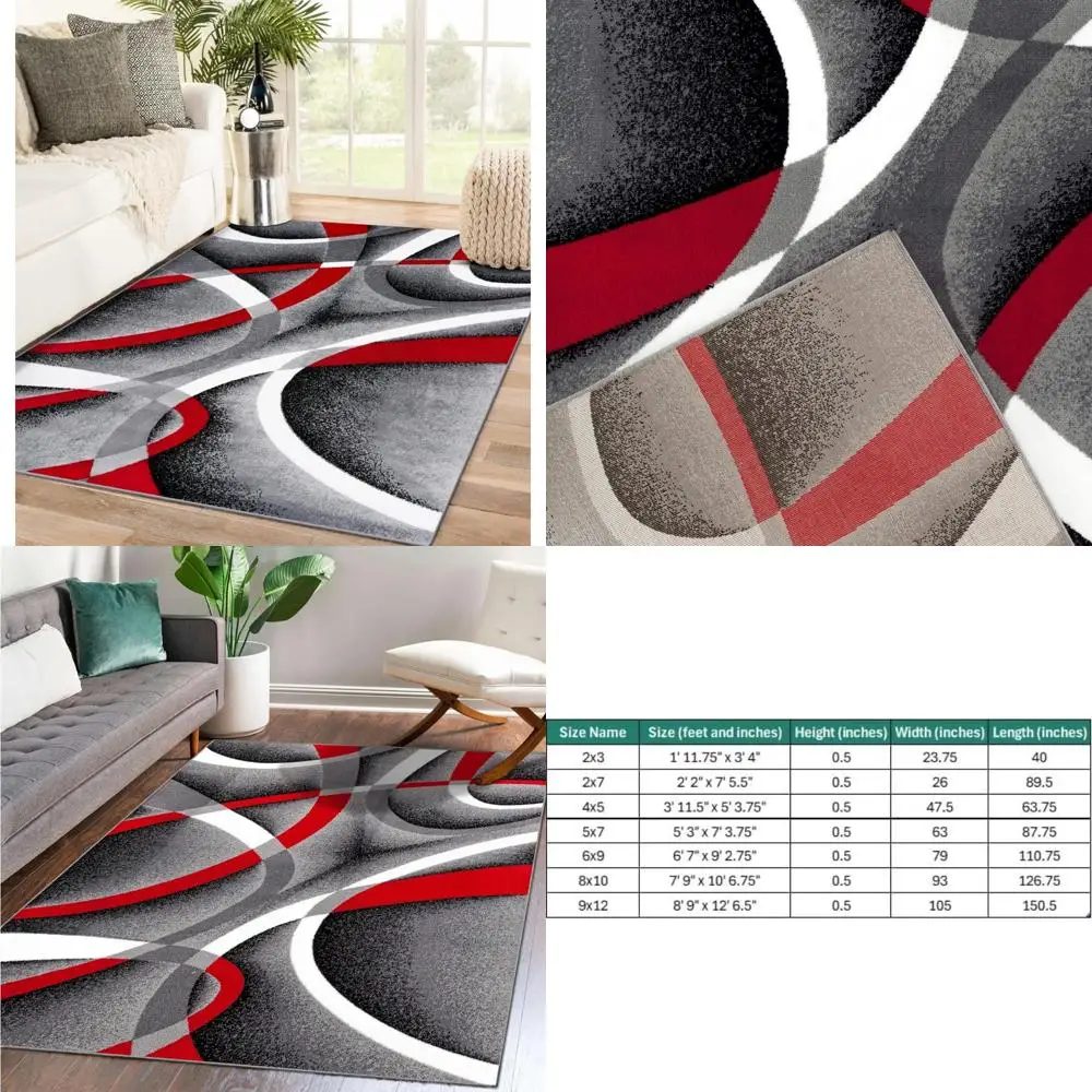 سجادة منطقة رمادية تجريدية حديثة مقاس 4 × 5 قدم، طراز 2305، مستوحاة من الفارسي، مثالية للمساحات المعاصرة #1