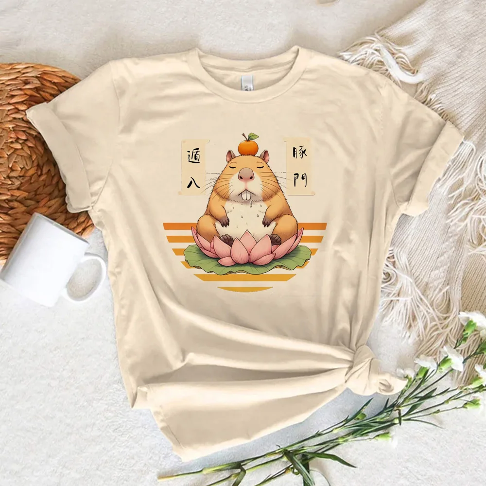 Capybara Tee women Y2K manga Japanese t shirt girl manga clothing