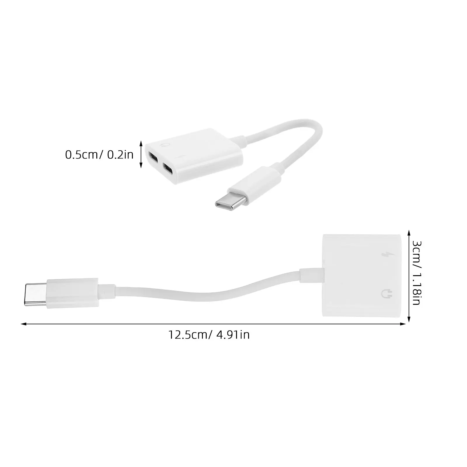 Type-C 3.5mm Audio Adapter Charging Port Dual Splitter Portable Headphone Earphone Converter Cable for Phone Computer Device