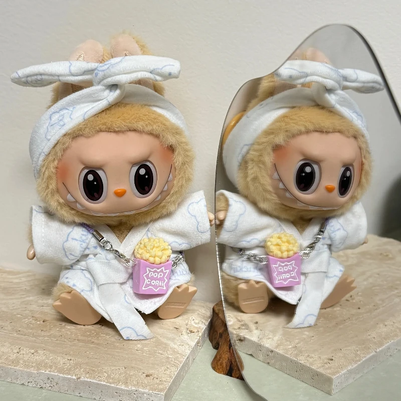 Ropa 3.0 Labubu Roupas Pijamas Roupão Bonito Urso Conjunto de Pijama Boneca Acessórios para Cabeça