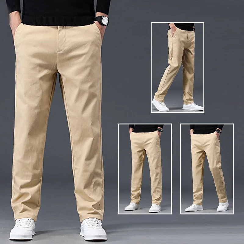 

Fashion Men Versatile Business Casual Suit Pants Male Slim Fit Straight Blazer Loose Slight Strech GRAY Black Trousers
