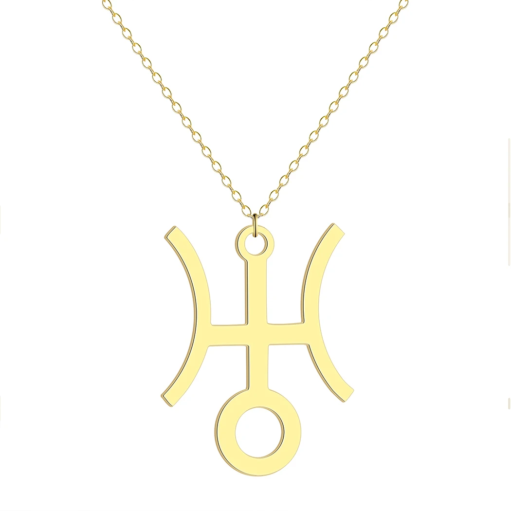 CHENGXUN Hollow Lucky Uranus Pendant Necklace for Women Girls Stainless Steel Planet Charm Neck Chain Spiritual Jewelry Gift