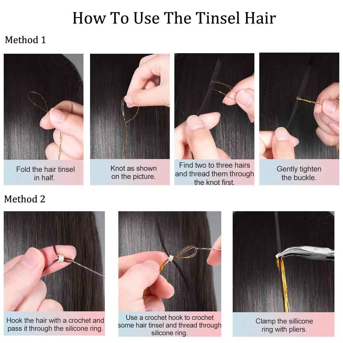 Мишура для волос, 50 дюймов, 8 упаковок, 1600 прядей, синтетические наращивание волос, блестящие аксессуары для волос, сверкающие сказочные блестки для женщин и девочек