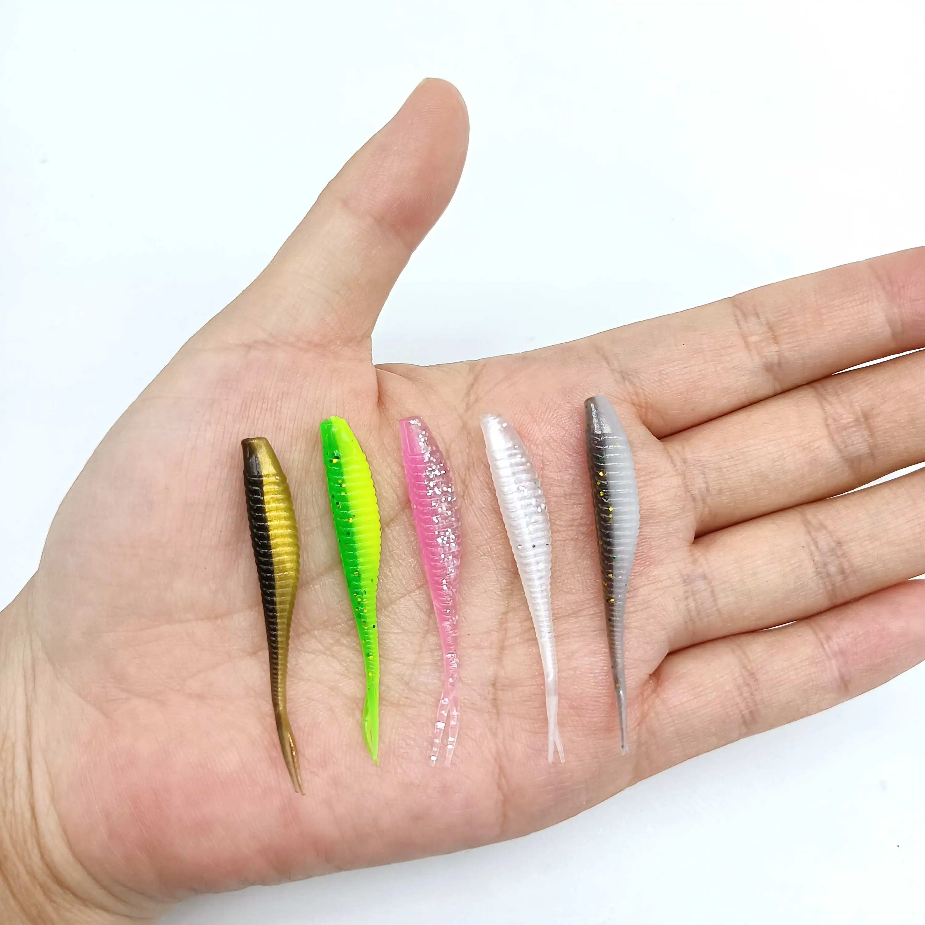 DUODUOYU 10PCS Fishing Soft Lures Plastic Baits 0.65g/50mm Lifelike Forked Paddle Tail Fishing Swimbaits for Freshwater Tackle