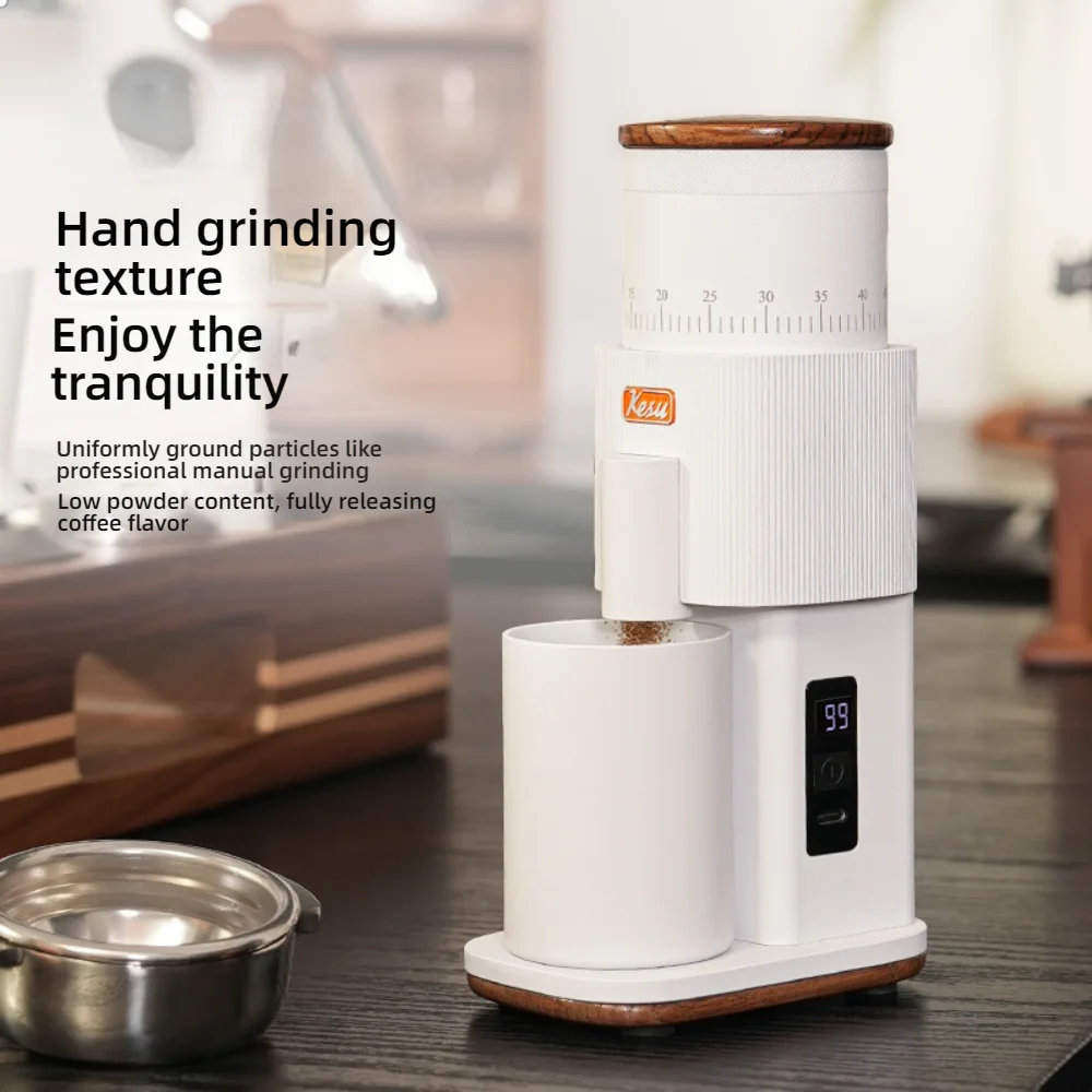 CAFOVO G138C Rechargeable Electric Coffee Grinder 38mm Stainless Steel Conical Burr 60RPM Low Speed Built-in Battery Mill