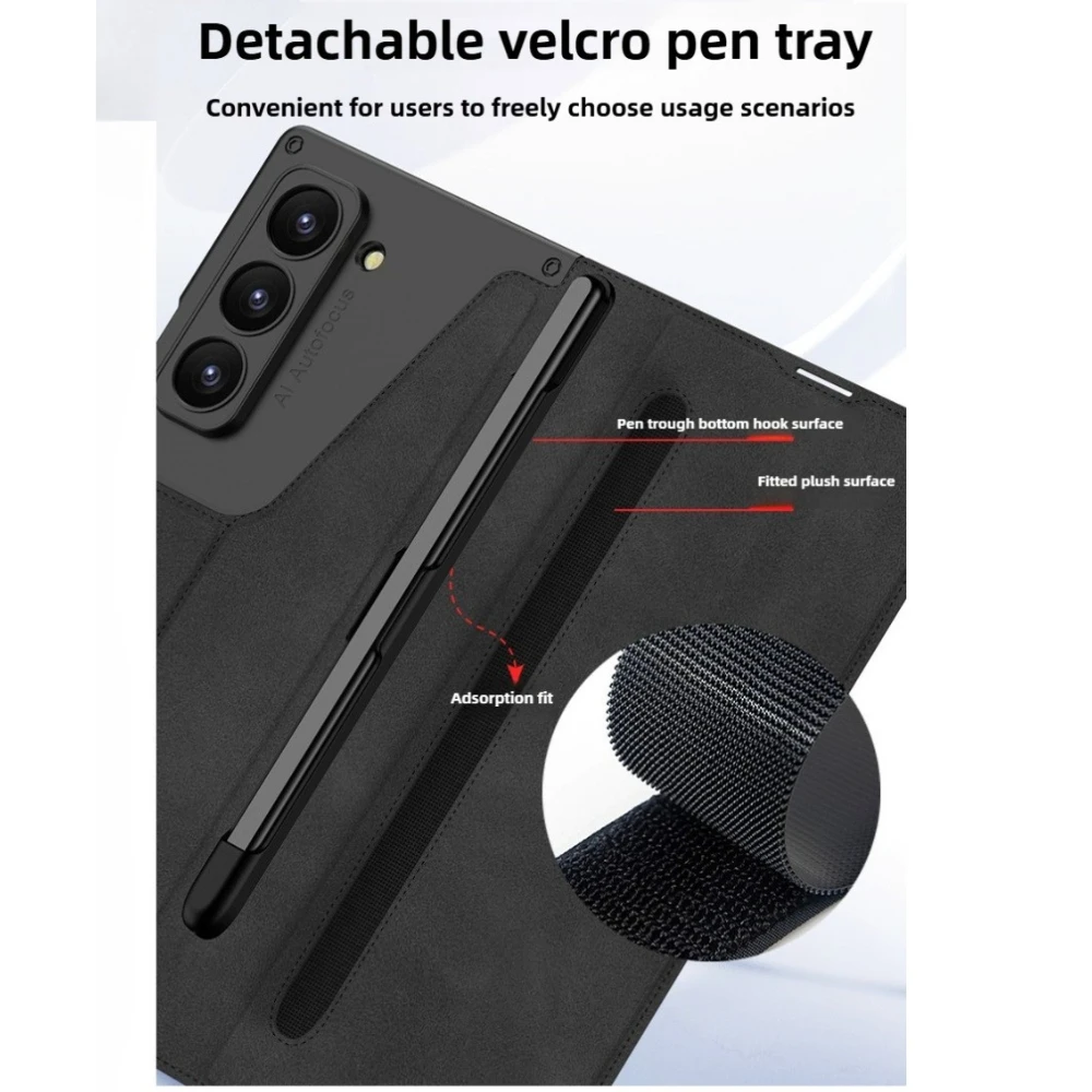 أضعاف 7 حامل بطاقة شاشة فيلم وحال بالنسبة لسامسونج غالاكسي Z أضعاف 7 6 فتحة القلم المغناطيسي مشبك المحفظة بولي Leather الجلود + PC الغطاء الصلب #6