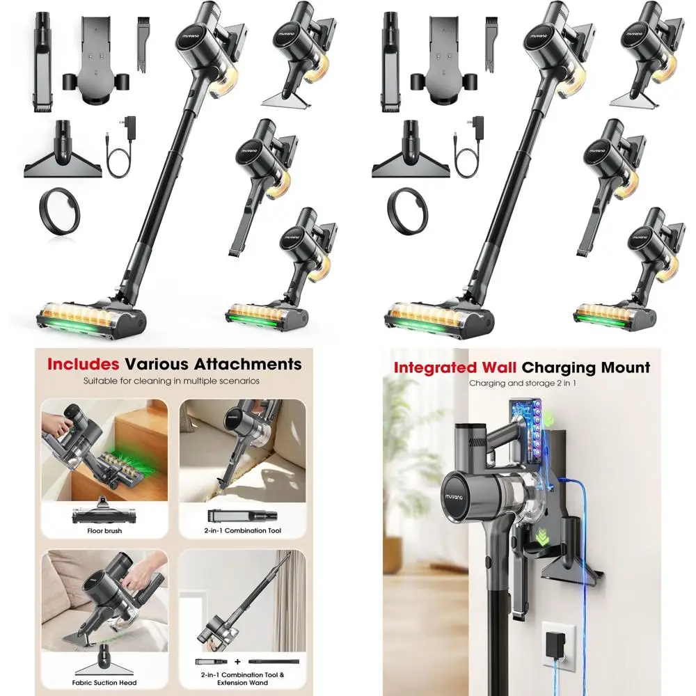 

Беспроводной пылесос, всасывание 45 кПа, время работы 60 минут, не спутывается, перезаряжаемый для шерсти домашних животных и паркетных полов
