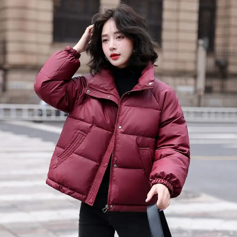 2024 Winter New Casual Loose Thick Cotton Jacket Button Solid Warm Bread Clothing Women Puffer Jackets Cardigan Coat Outwear