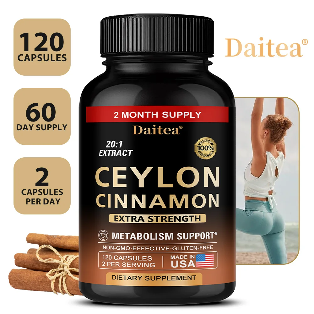 

Ceylon Cinnamon Capsules - Potent - Energy, Heart, and Metabolism Support, Antioxidant Supplement - for Men and Women