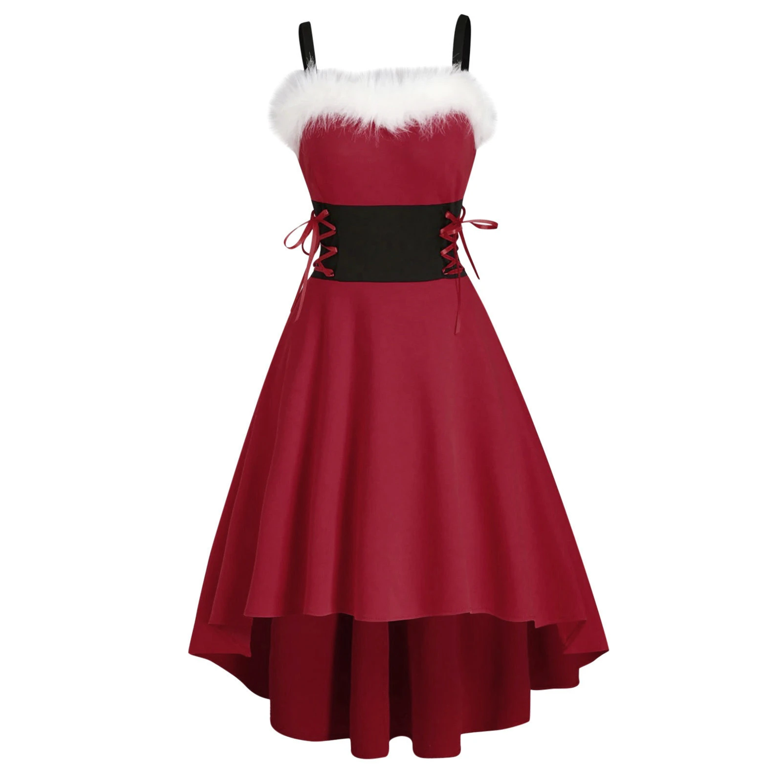 Disfraz de Navidad, vestido Irregular, traje de Navidad para mujer, Papá Noel, tema de Navidad, traje de Cosplay, cinturón, vestido de Navidad elegante