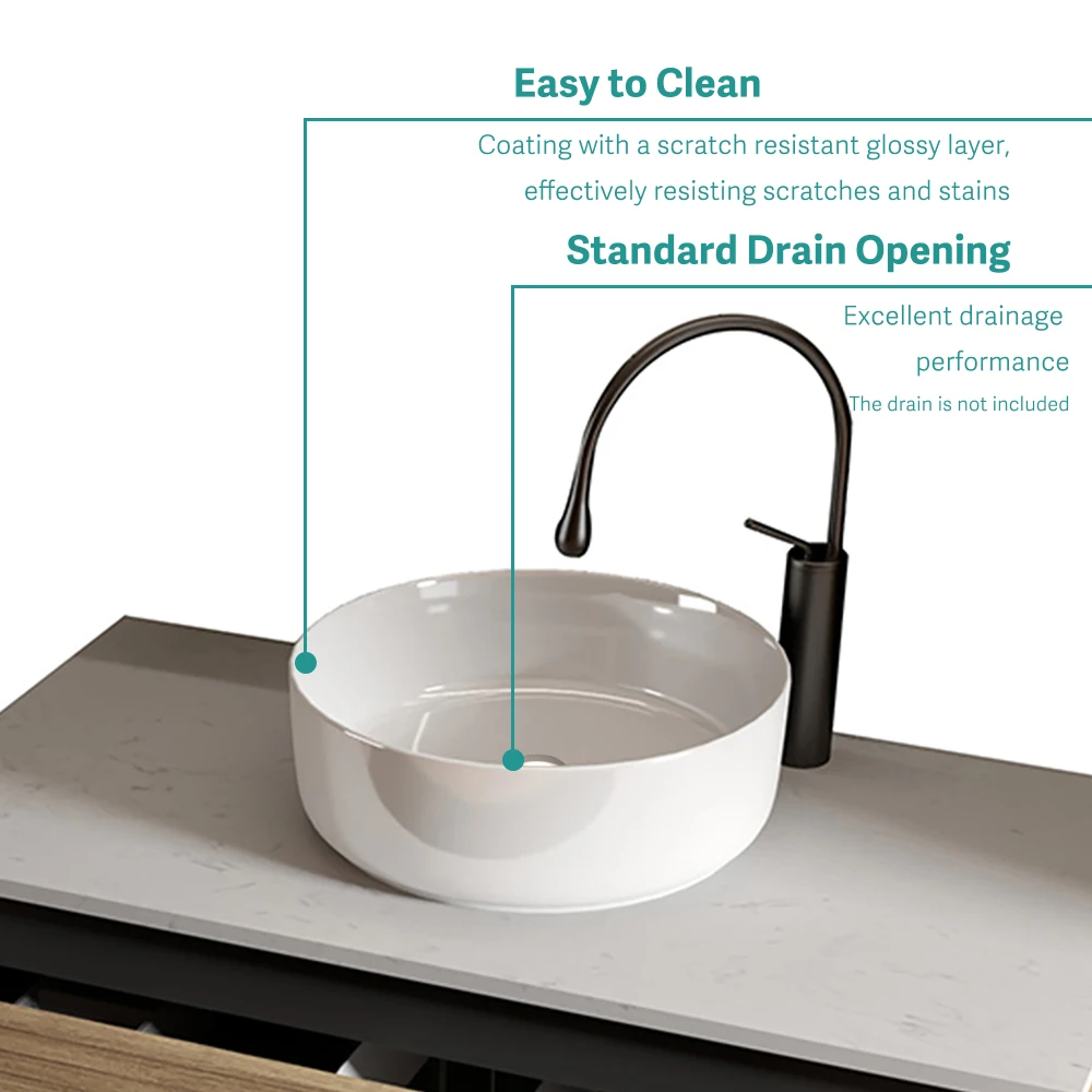 BB16-16A-101 Integrated White Ceramic Basin Drain NOT Included