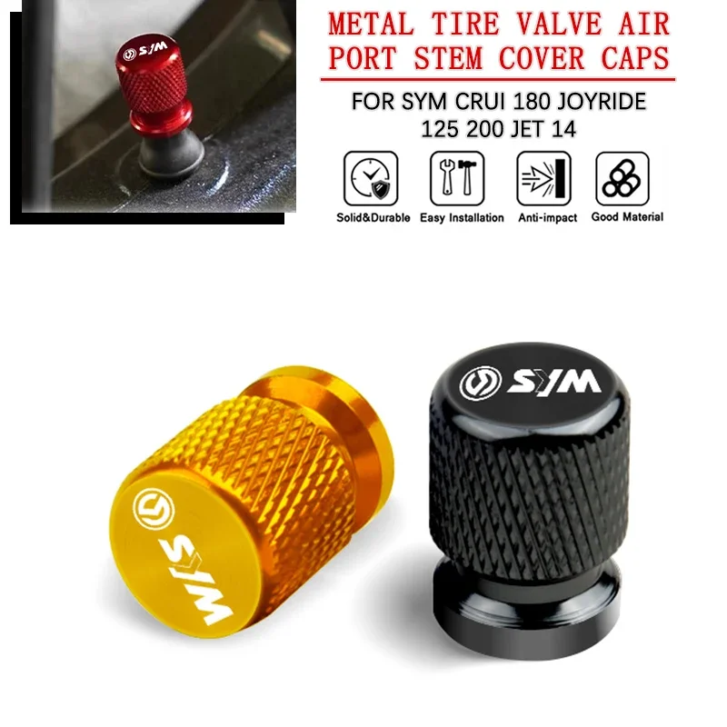 2 Pcs Motorcycle Accessories For SYM CRUI 180 JOYRIDE 125 200 JET 14 Aluminum Alloy Tire Valve Air Port Stem Cover Caps