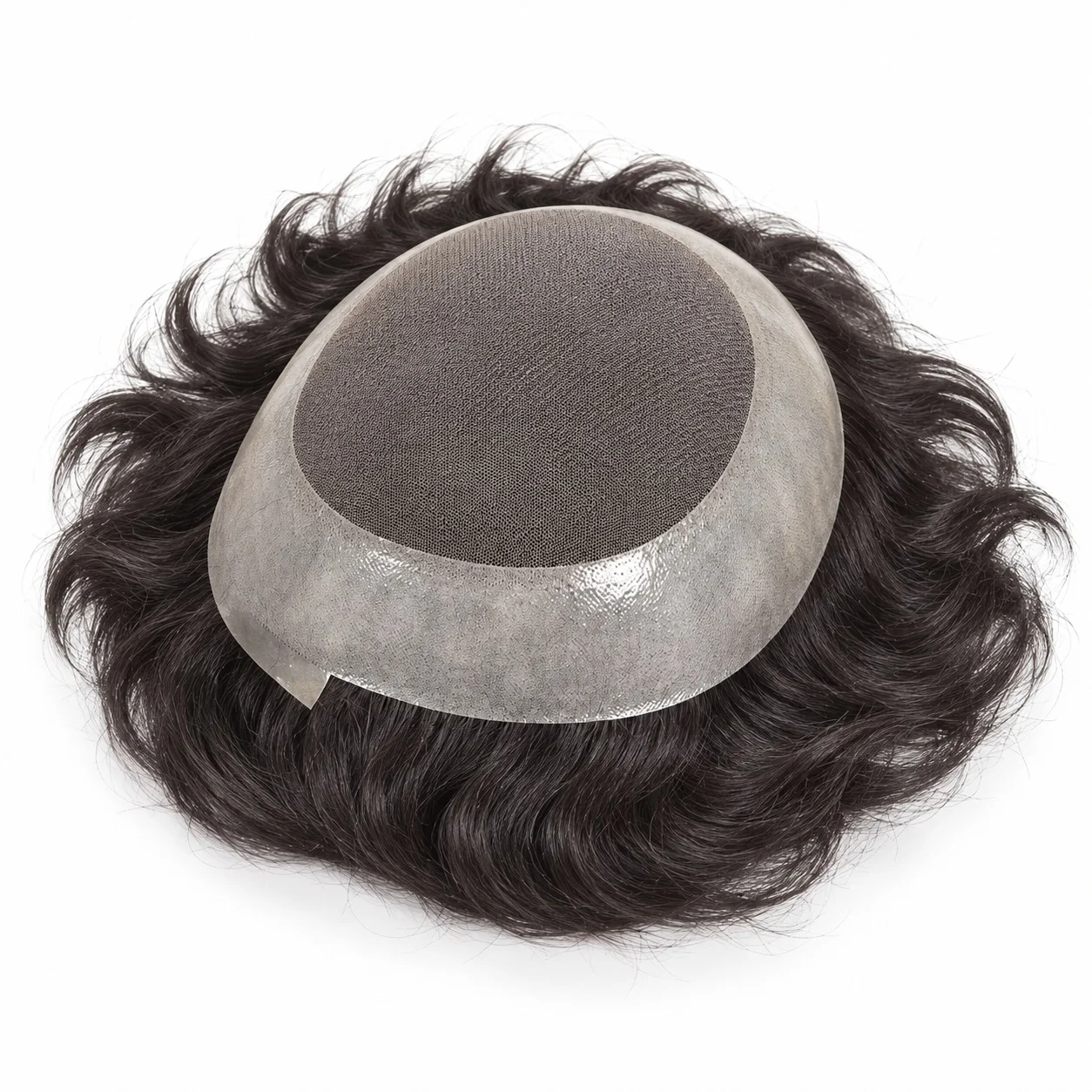 Men's European Human Hair Toupee 1B 6x9 7x9 8x10 10x8 French Lace & PU 6 Inch 40mm Loose Waves 130% Density