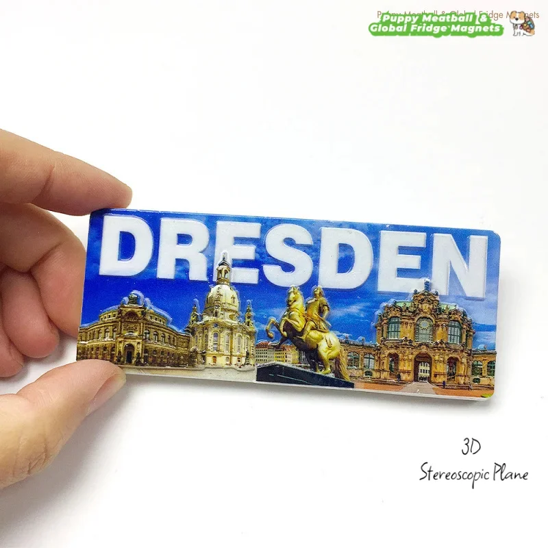 Estatua de caballería dorada creativa Dresden de Alemania, imán magnético Cultural y creativo para nevera, decoración conmemorativa para viaje y hogar