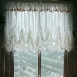 Country pastoral comes with lace edge small curtain head drawstring curtain water wave curtain single-layer gauze curtain white