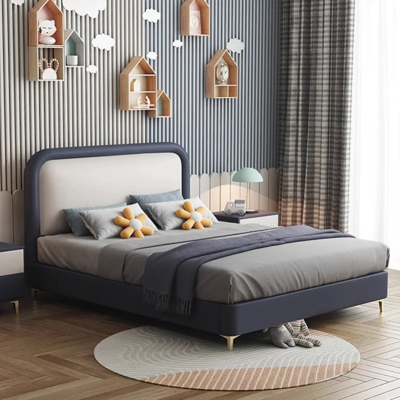 Boy children's beds Girl leather bed Light luxury soft bed Teen single beds Modern simple child princess Internet