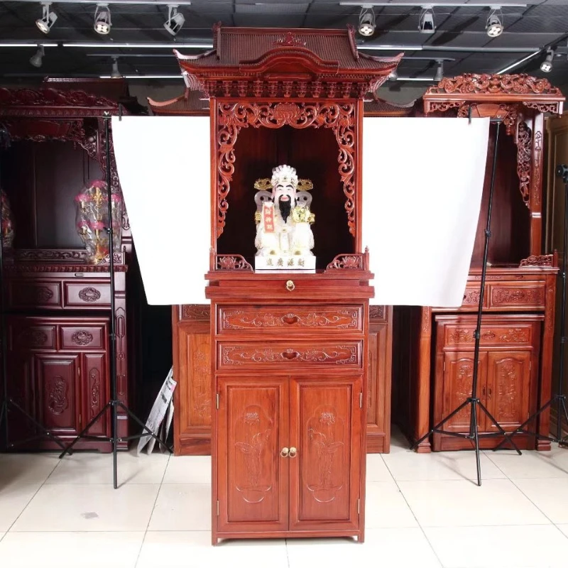 Rooftop Buddhist niche for household three-dimensional solid wood table Vertical Buddhist niche