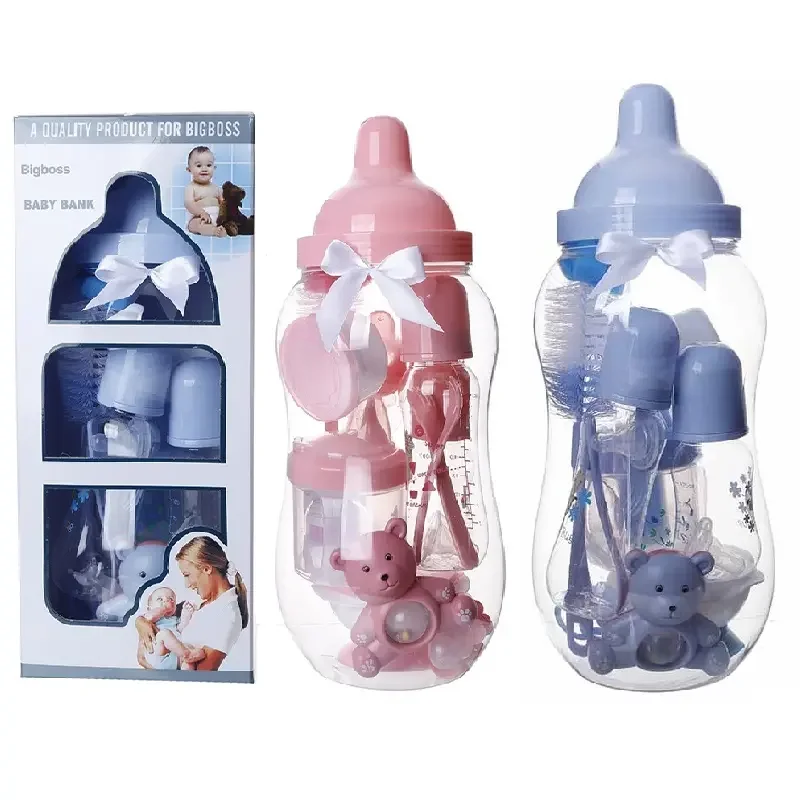 Baby Bank Voedingsfles Sets Roze Blauwe Grote Baby Giveaway Cadeau Geld Bank Set