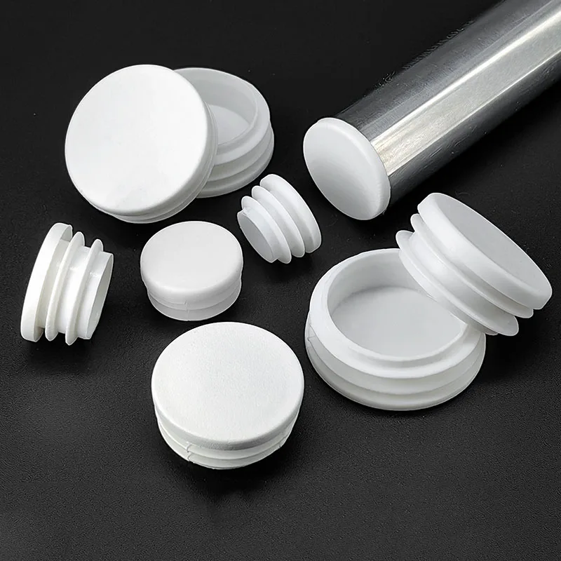 Round Plastic Inner Plugs For Steel Pipe Tube End Blanking Caps Anti Slip Alloy Ladder Chair Leg Cover Furniture Protector Pads