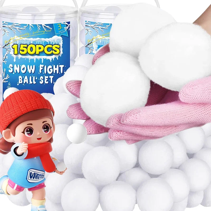 1/150PCS Artificial Soft Snowball Toys Indoor Snow Fight Ball White High Elasticity Plush Ball Throwing Game Christmas Present