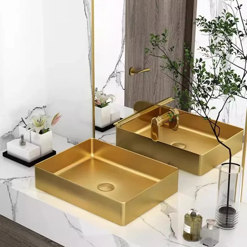 Stainless steel countertop basin wash basin Household hotel bathroom Anti-splashing art face wash basin