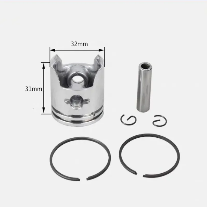 PISTON ASSY 32MM FOR 1E32F 32F 23CC 2 STROKE FREE POSTAGE KOLBEN W/ RIGNS PIN CIRCLIPS STRIMMER PARTS