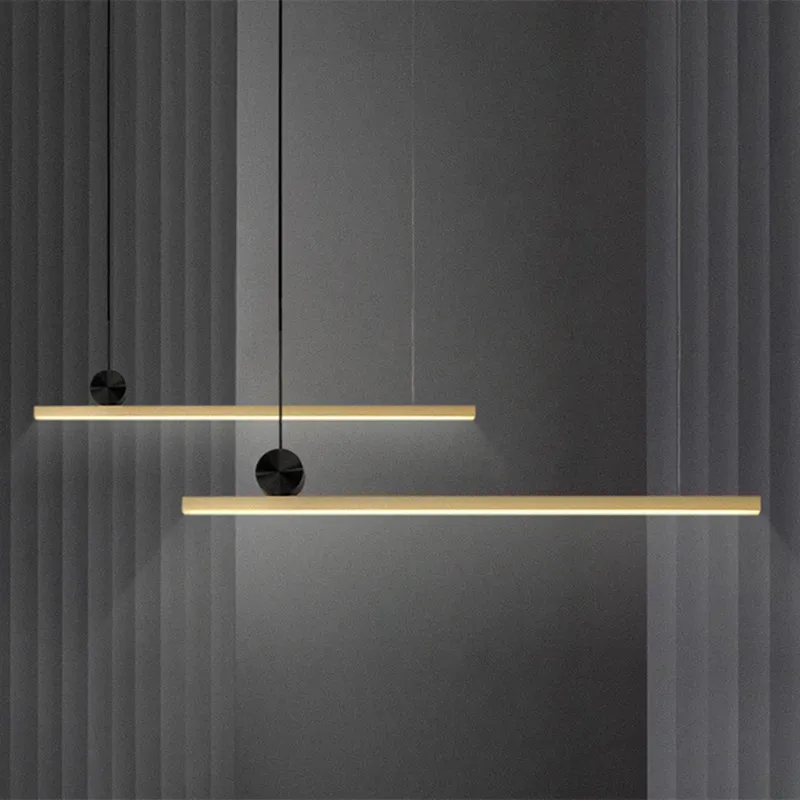 Minimalist Line Strip Pendant Lamp For Dining Kitchen Bar Restaurant Office led linear pendant light nordic brass light fixtures