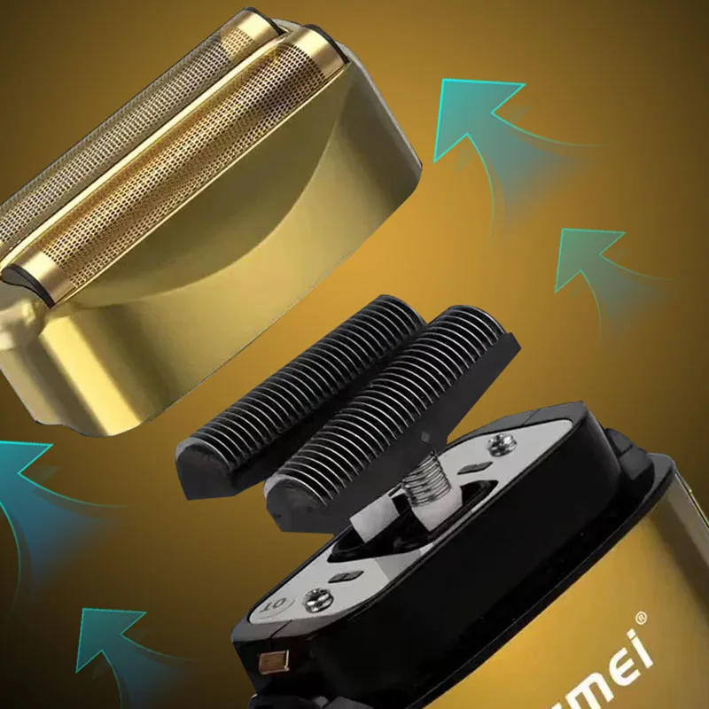 Kemei KM-TX10 Rasoio elettrico Barba Trimmer Uomo Ricaricabile Rasoio asciutto e bagnato Macchina Alternativa Sostituzione lama di rasoio di sicurezza