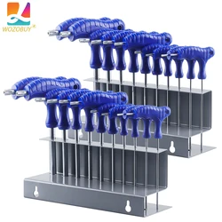 WOZOBUY 10-Piece Hex Key Set(Torx) T-Handle CRV Allen Wrench Set Multi-size Long Hex Key Set with Wall-mounted Storage Box