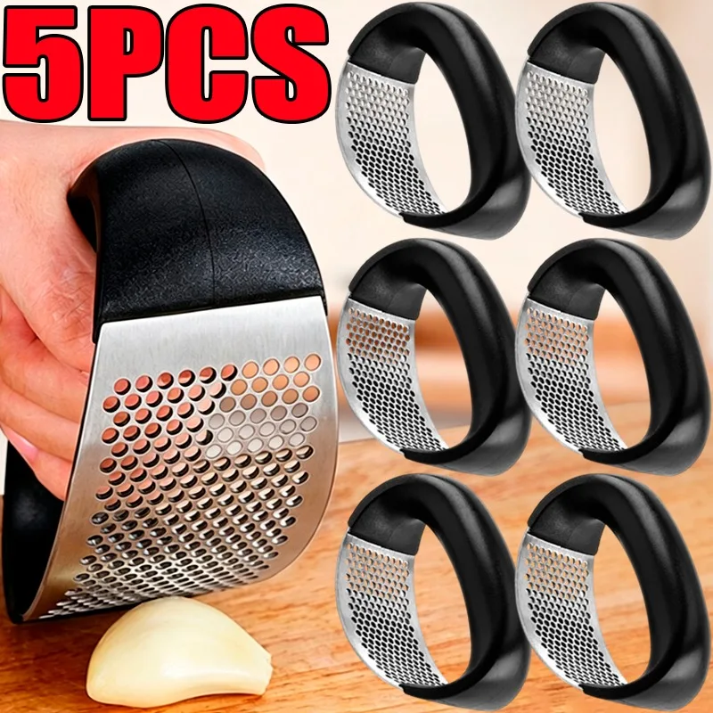 1/5PCS Stainless Steel Garlic Press Mashing Tool Crusher Manual Mincer Garlic Puree Grinder Practical Household Kitchen Gadget