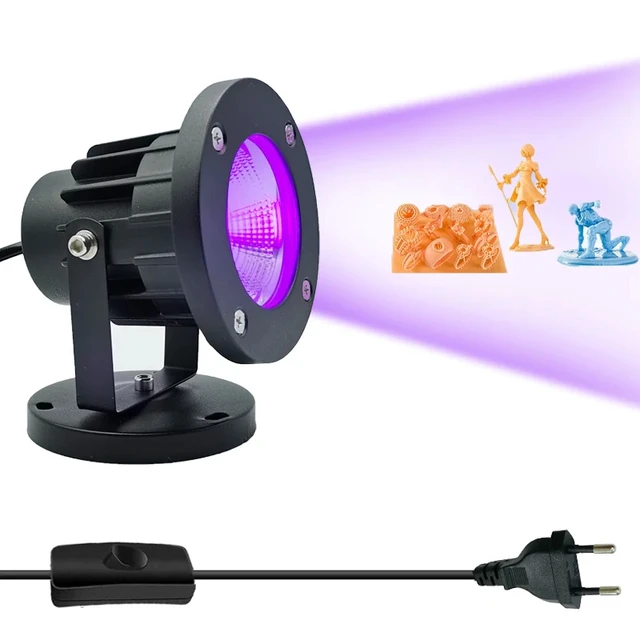 Lampa UV LED 405nm z przełącznikiem 1,5 m Wtyczka do żelu do utwardzania ultrafioletem Drukarka 3D SLA DLP 10W 30W Przenośne światło utwardzające UV