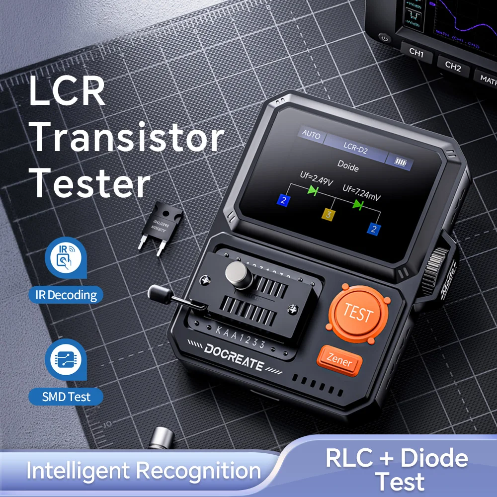 LCR-D2 SMD Component Tester 1.44 Inch LCD Transistor Diode Capacitor Resistor ESR Meter Type C For Electronic Repair Tool