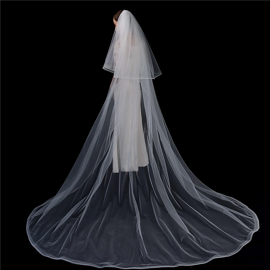 

New Arrival White Ivory Cathedral wedding veils for bride Bridal veils Velos de novia Velo wedding accessories Mariage welon