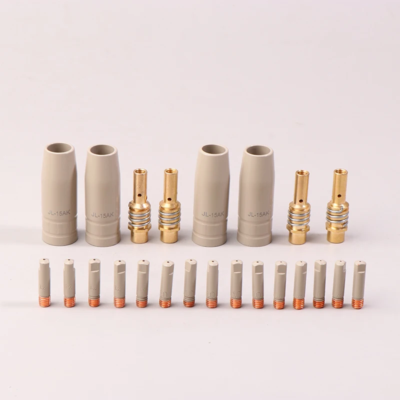 

New Pack of 9 MIG Torch Gas Nozzles 0.8/1.0/1.2mm, 15AK Welding Accessories, Durable Protective Holder with Coating