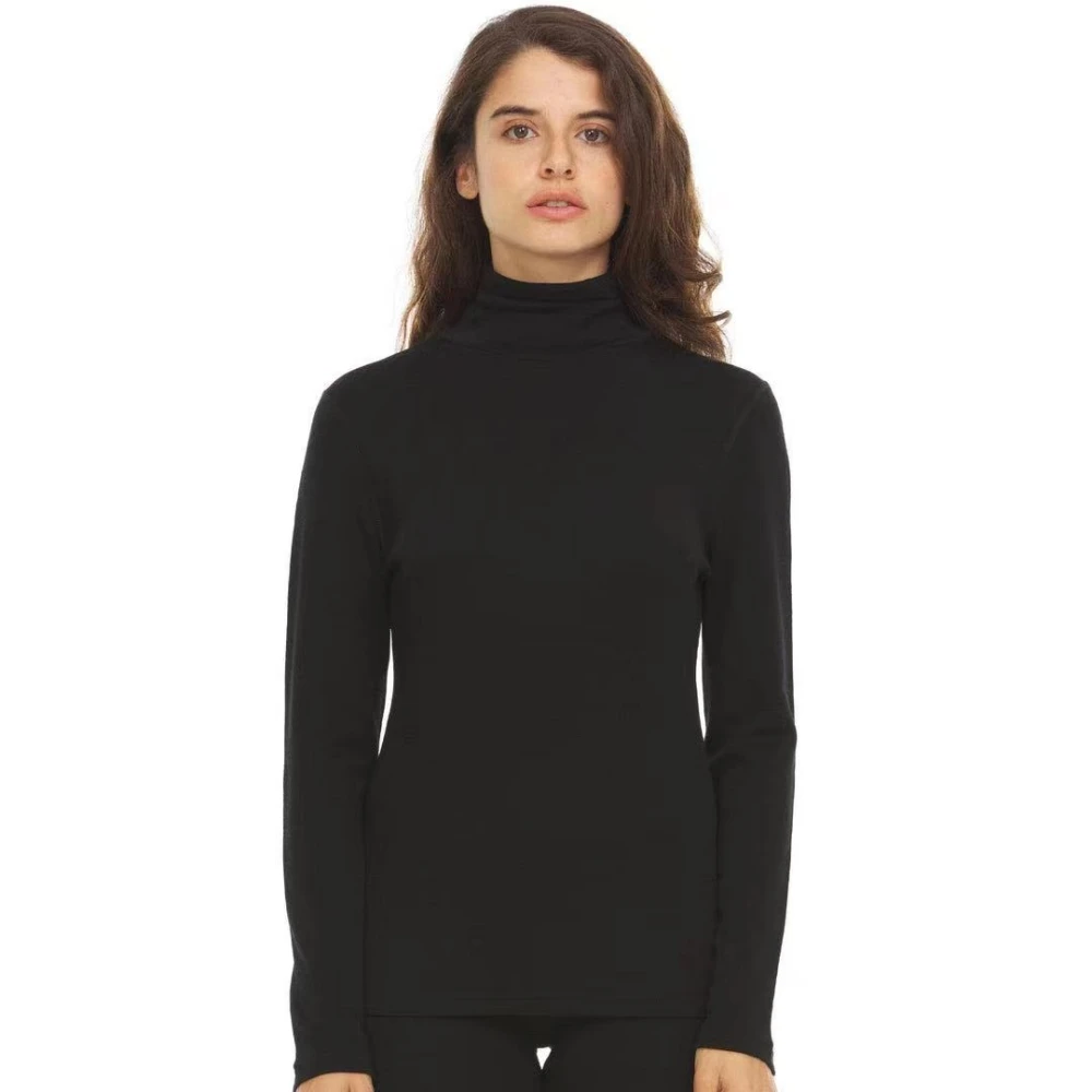 50% Merino Wool Base Layer Womens Merino Wool Long Sleeve Mock Turtleneck Top Shirts Women Thermal Underwear Wicking Anti-Odor