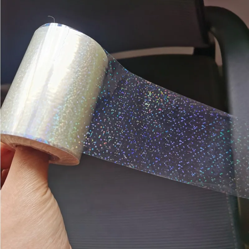 Two rolls Transparent holographic foil  Hot stamping foil hot press on paper or plastic 8cm x120m heat stamping film