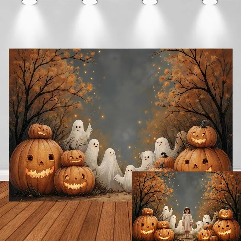

LS Halloween Backgrounds Trick Or Treat Kids Adult Photography Props Child Baby Pumpkin Ghost Decors Studio Photo Backdrops