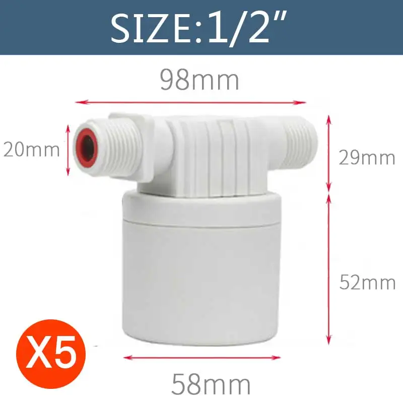5PCS*Floating Ball Valve Automatic Water Level Control Valve installed inside the float valve for water tank r1/2" 3/4" 1"