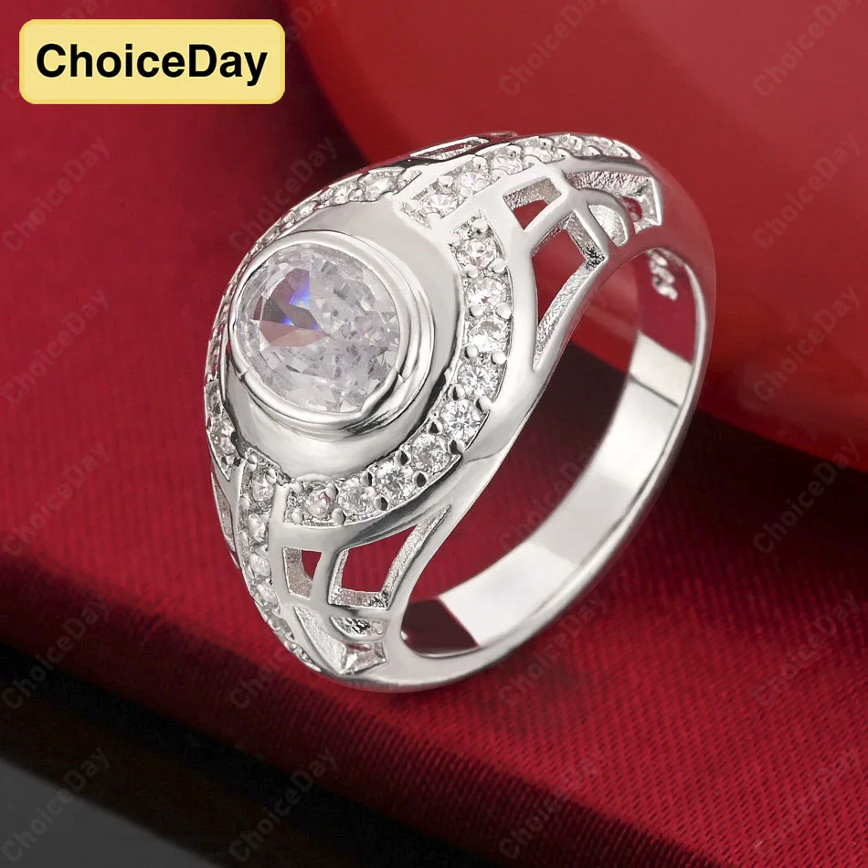 

ChoiceDay Luxury 925 Sterling Silver 6-10 Exquisite Zircon Ring Women's Jewelry Accessories Gift Party Elegant