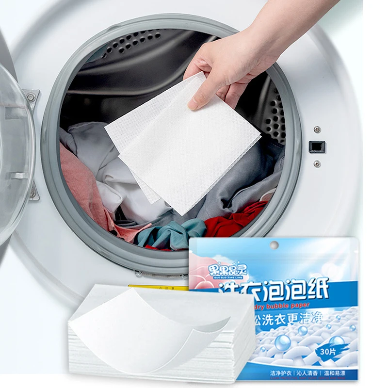 30/60PCS Laundry Tablets Concentrated Washing Powder Underwear Detergent Sheet Laundry Bubble Paper Washing Powder Detergen