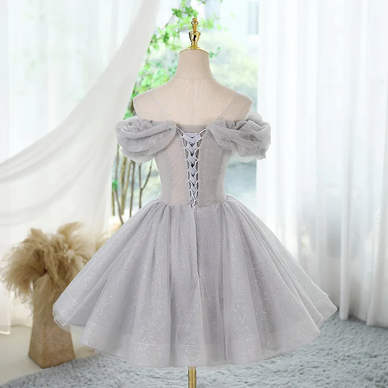 Vestidos De quinceañera cortos con cuello redondo, apliques dulces, Vestido De baile clásico De tul Simple con cordones, ilusión, nuevo