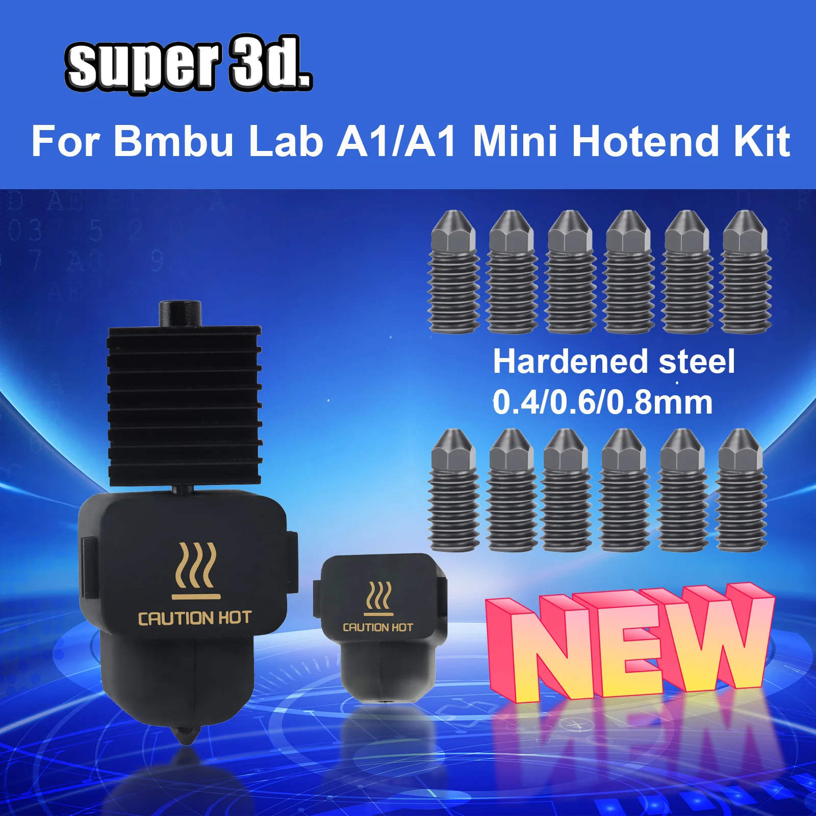 Hotend Kit For Bambu Lab A1/A1 Mini Fast Speed Hot End Assembly 0.4/0.6/0.8mm Hardened steel Nozzle 3D Printer Bambulab Parts