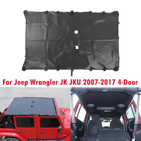 Sun Shade – Jeep Wrangler JK 2-4 도어 용 블랙 메쉬 2007-2017 자동차 지붕 탑 차양 커버 메쉬 절연 네트 자동차 액세서리