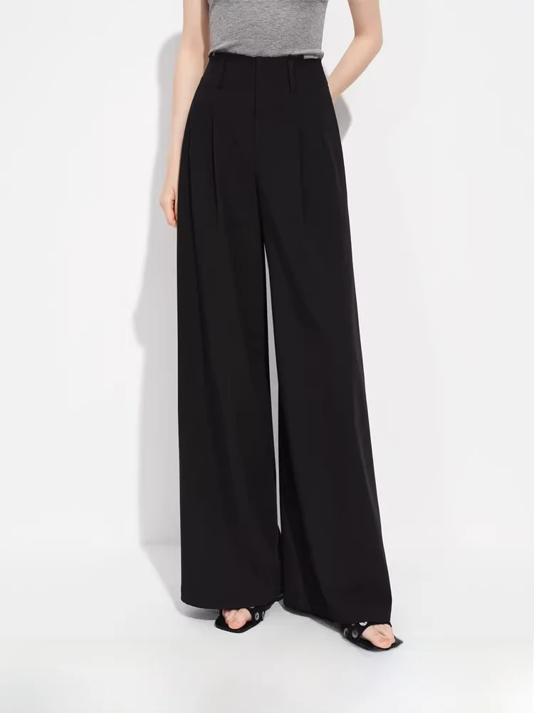 

Брюки прямого кроя с высокой талией и широкими штанинами, повседневные, для офиса, стройнящие, весенняя новинка от Fan Si Lan En