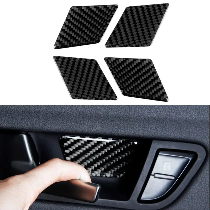 

For Audi A4 B8 Q5 A5 2010 2011 2012 2013 2014 2015 Carbon Fiber 4pcs Car Door Handle Bowl Cover Trim