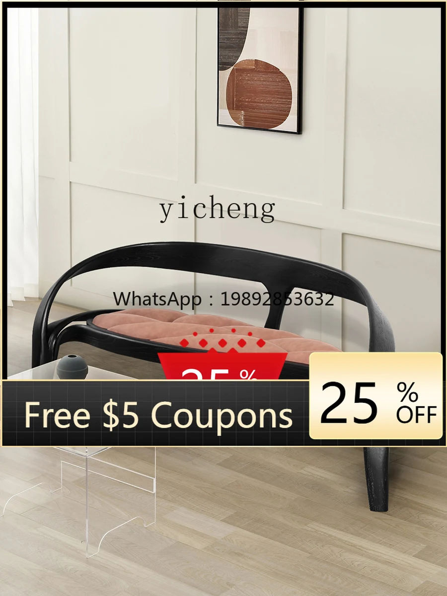 Sofa for Three People Hotel Villa Home Living Room Art Creative All Solid Wood Sofa